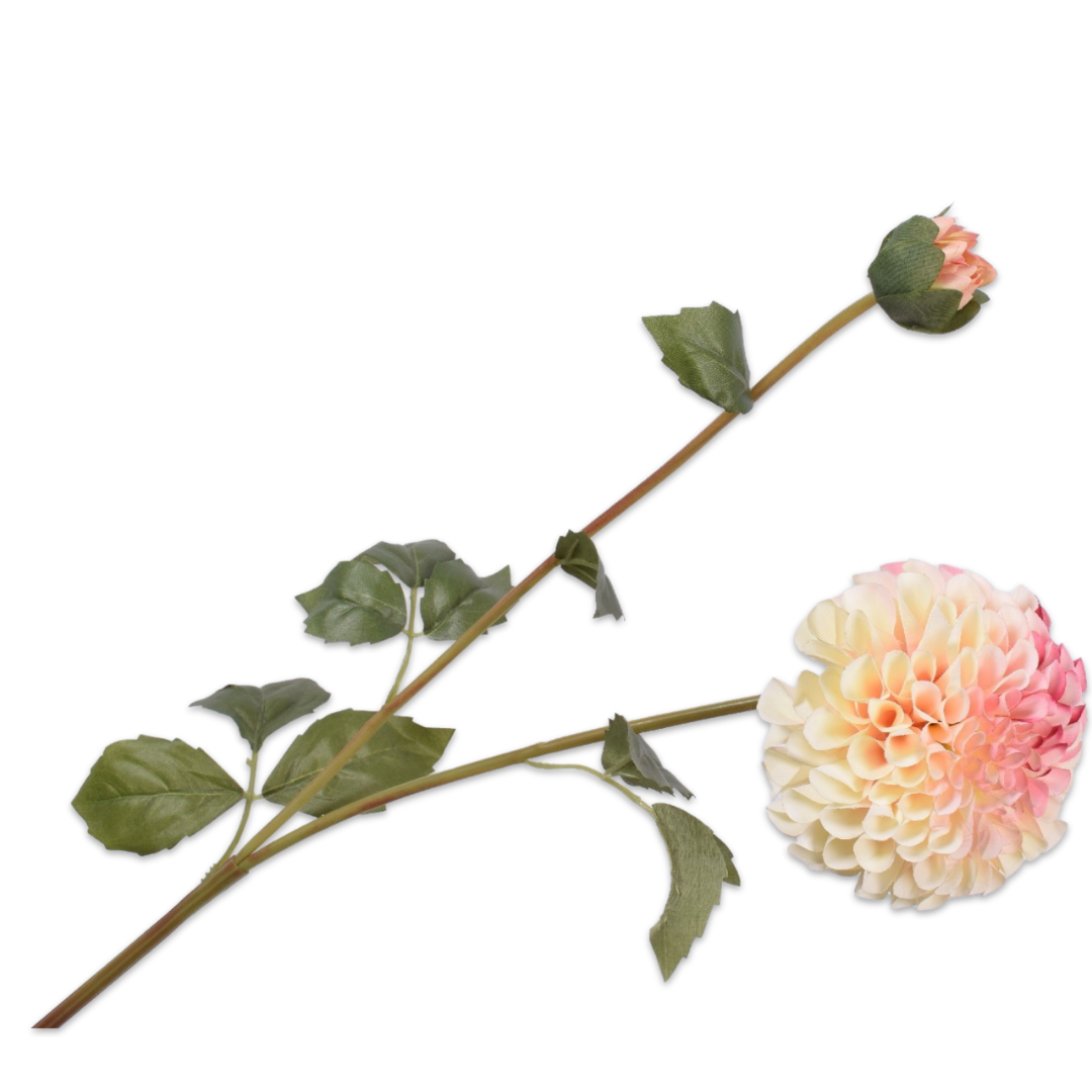 Se Silkeblomst Dahlia | Pink /Hvid | 80 cm hos Veras Verden