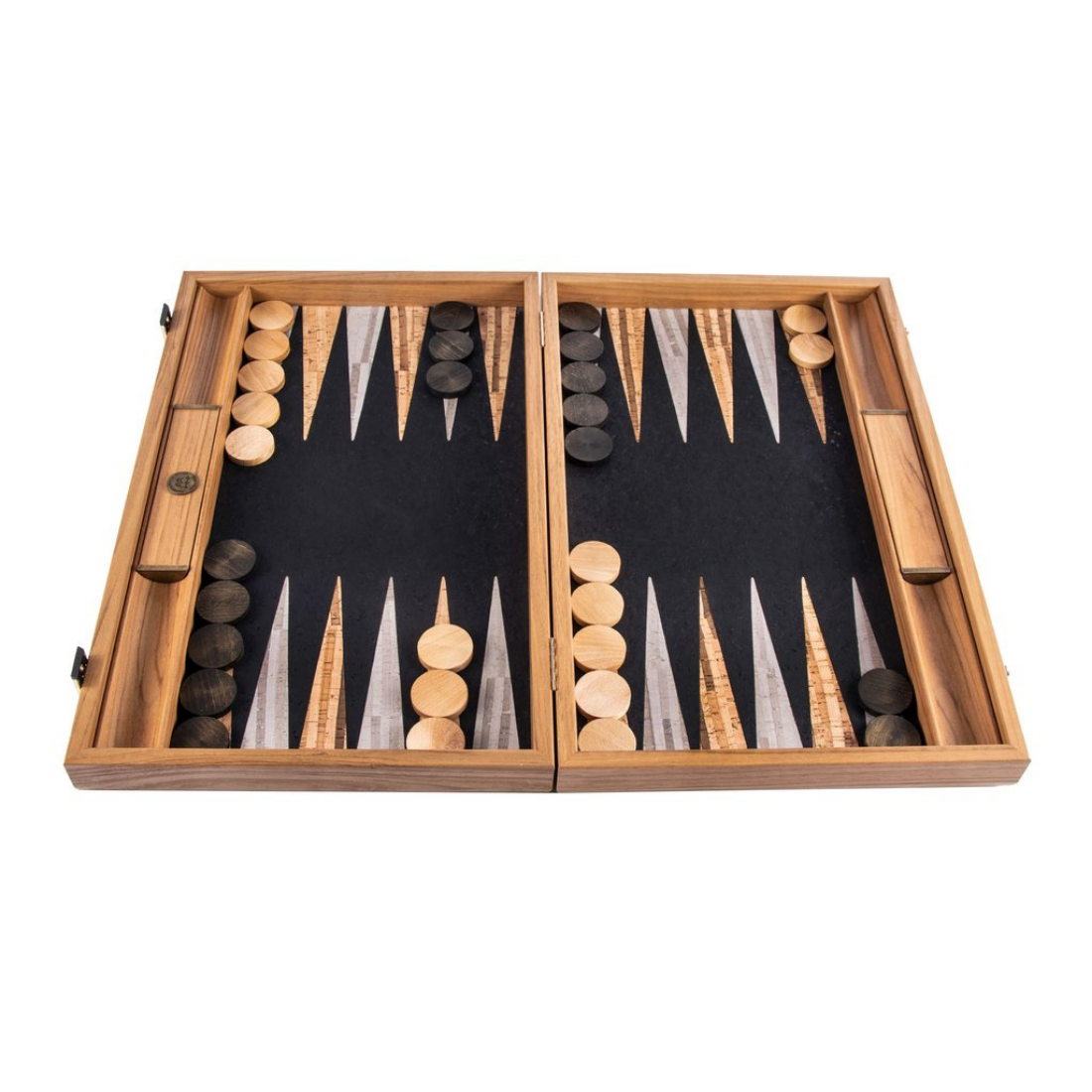 Billede af Klassisk Backgammon i kork og eg 48x30 cm