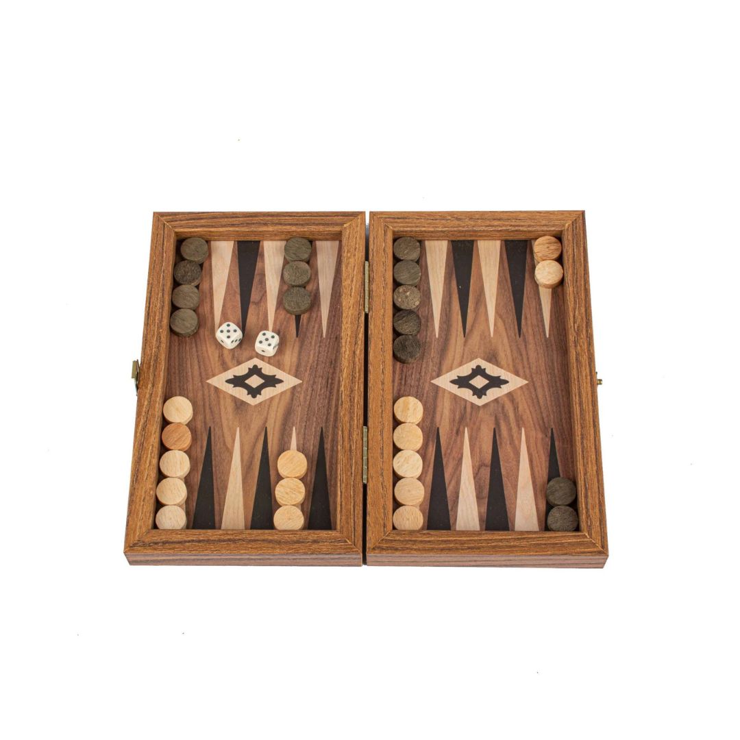 Billede af Backgammon i mørkt træ | Lille | 30x15,5cm
