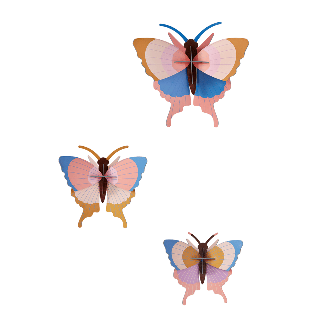 Billede af Studio ROOF Vægdekoration Gold Rim Butterflies, sæt med 3
