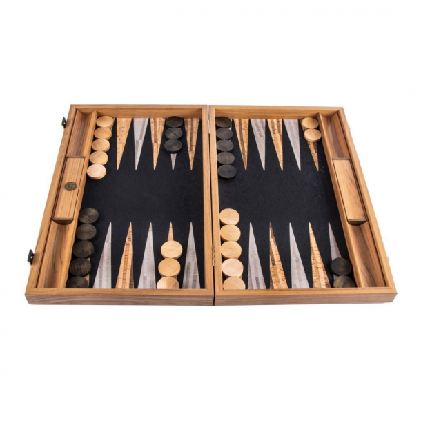 Klassisk Backgammon i kork og eg  48x30 cm