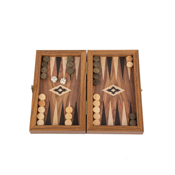 Backgammon i mrkt tr | Lille | 30x15,5cm